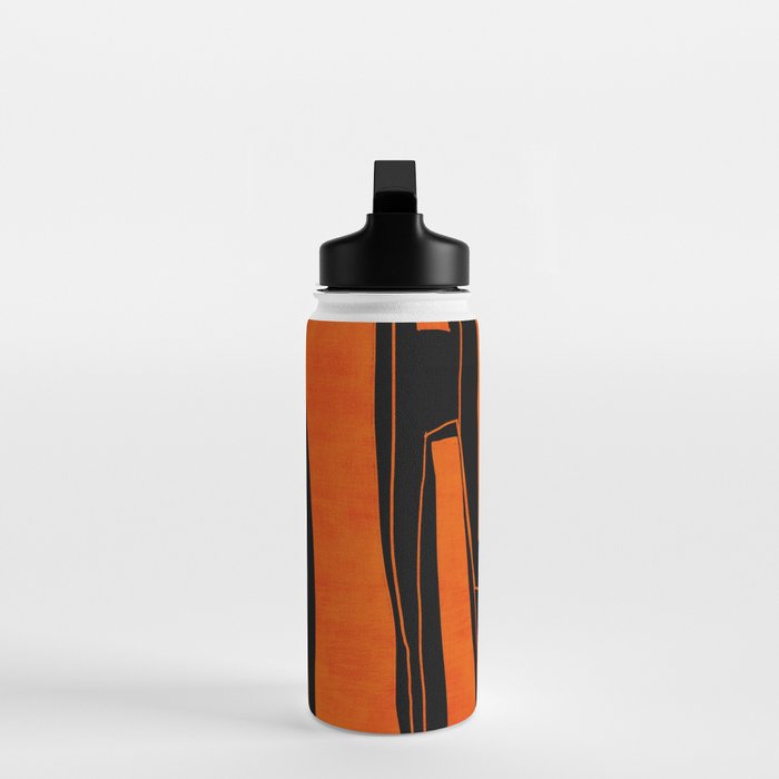 Bold Black and Orange Abstract Water Bottle Gallery Image 3