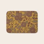 Mustard Yellow, Brown, Raisin, Taupe & Mauve Floral Pattern Bath Mat Gallery Image 1