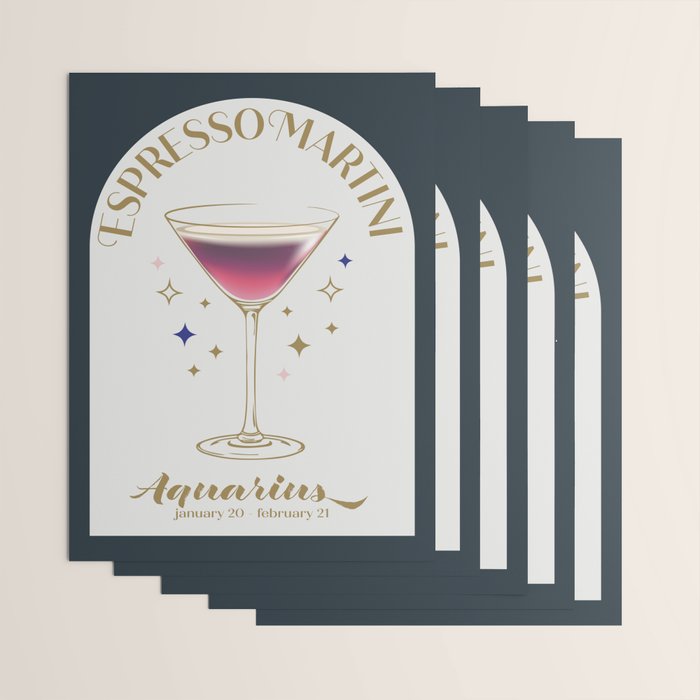 Espresso Martini Cocktail Zodiac Sign Wrapping Paper Gallery Image 3