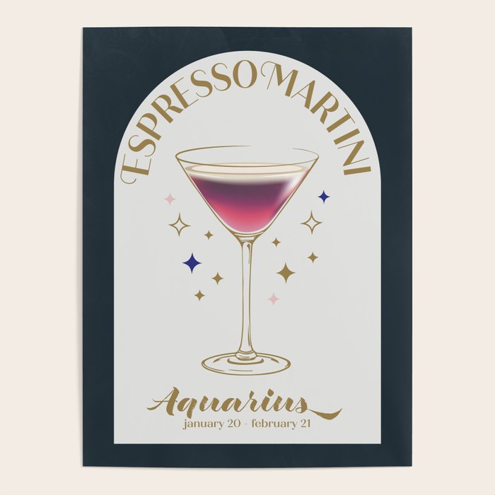 Espresso Martini Cocktail Zodiac Sign Poster Gallery Image 4