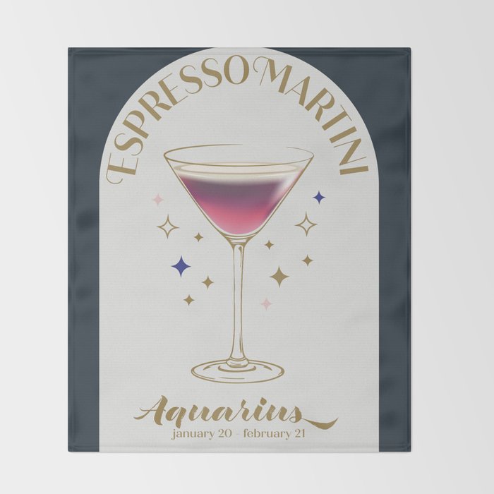 Espresso Martini Cocktail Zodiac Sign Throw Blanket Gallery Image 2