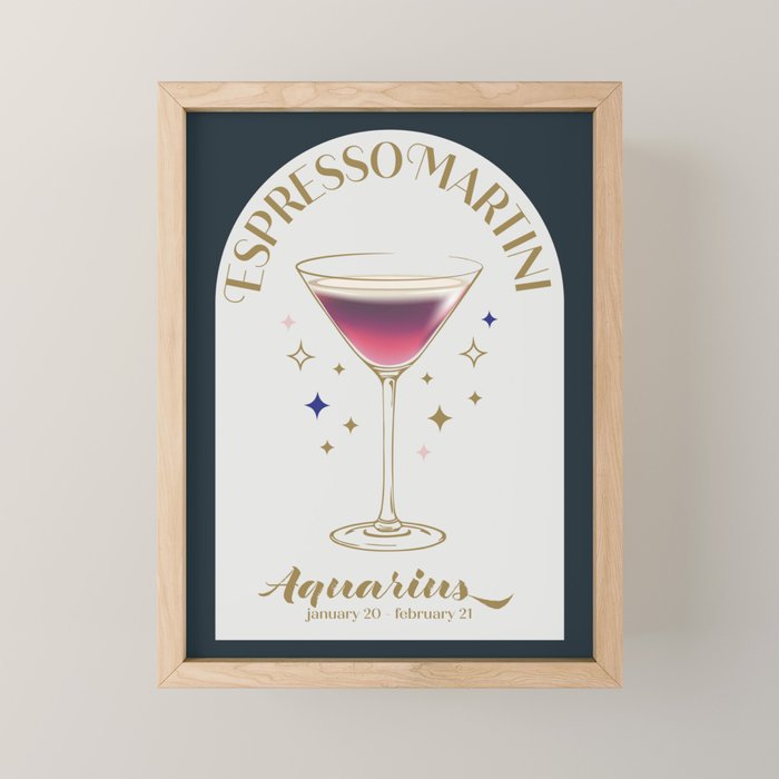 Espresso Martini Cocktail Zodiac Sign Mini Art Print Gallery Image 1