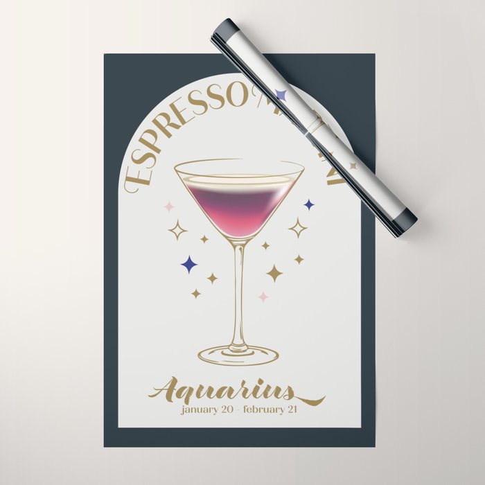 Espresso Martini Cocktail Zodiac Sign Wrapping Paper Gallery Image 1