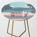 Surfer Graphic Beach Palm-Tree Camper-Van Art Side Table Gallery Image 2