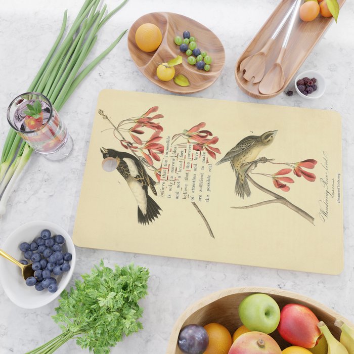 Bird Divinations: Wandering Rice Bird (about: almanacofbirds.org) Cutting Board Gallery Image 2
