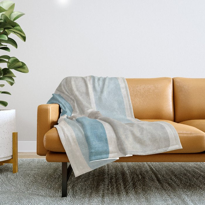 Minimalist Neutral Blue Beige Tones  Throw Blanket Gallery Image 1