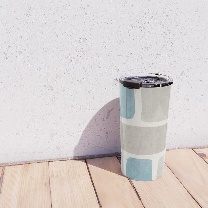 Minimalist Neutral Blue Beige Tones  Travel Mug Gallery Image 4