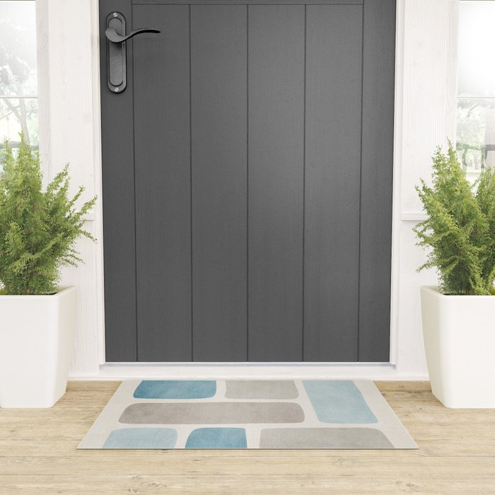 Minimalist Neutral Blue Beige Tones  Welcome Mat Gallery Image 3