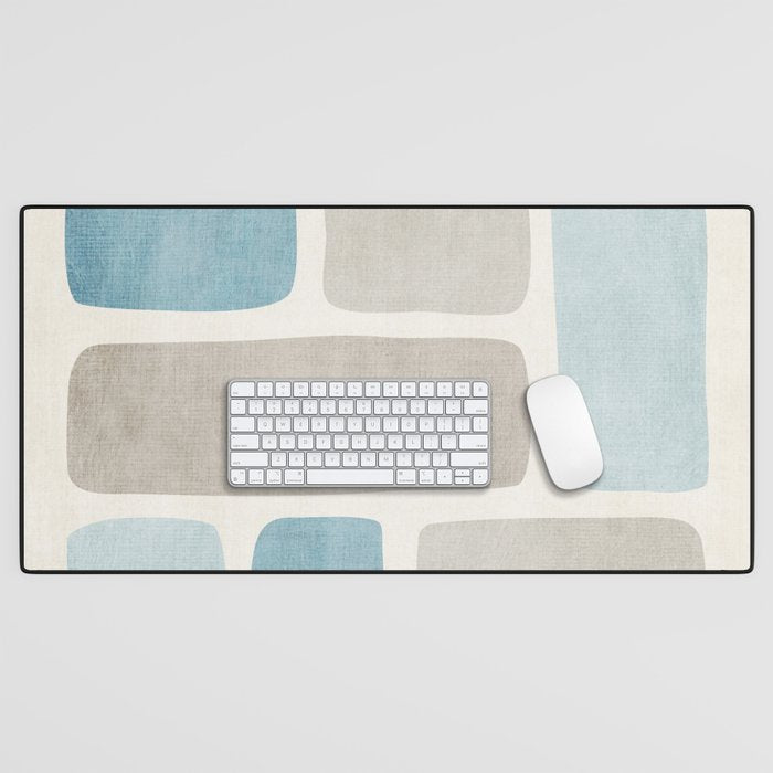 Minimalist Neutral Blue Beige Tones  Desk Mat Gallery Image 1