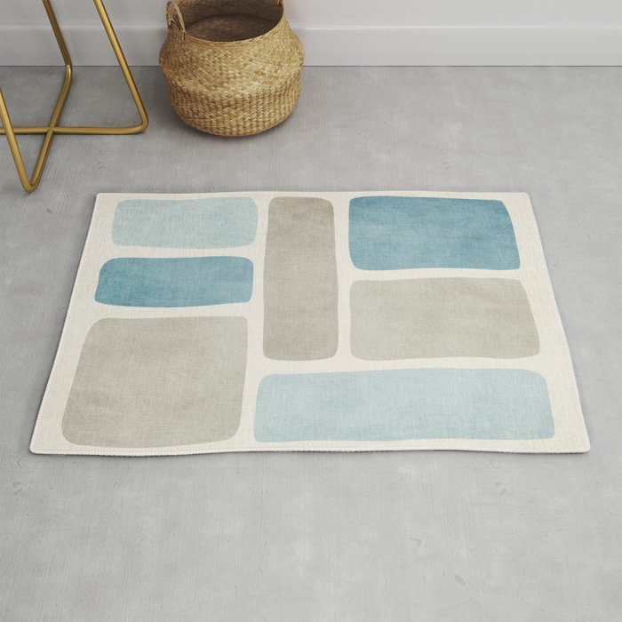 Minimalist Neutral Blue Beige Tones  Rug Gallery Image 1