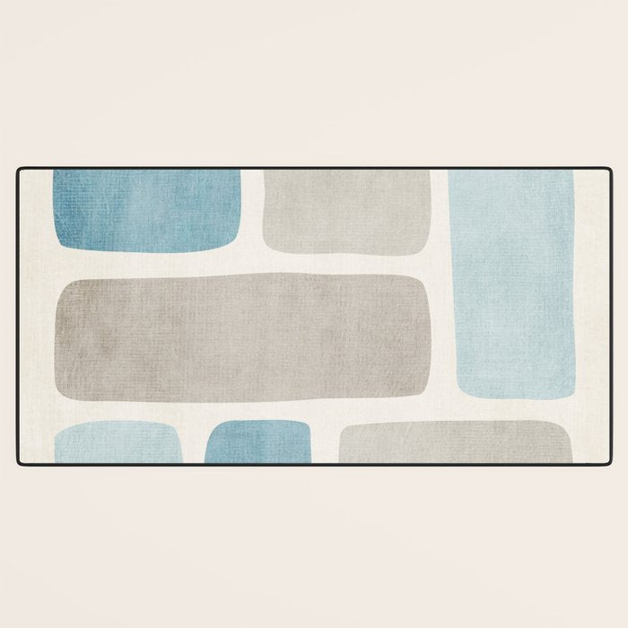 Minimalist Neutral Blue Beige Tones  Desk Mat Gallery Image 3
