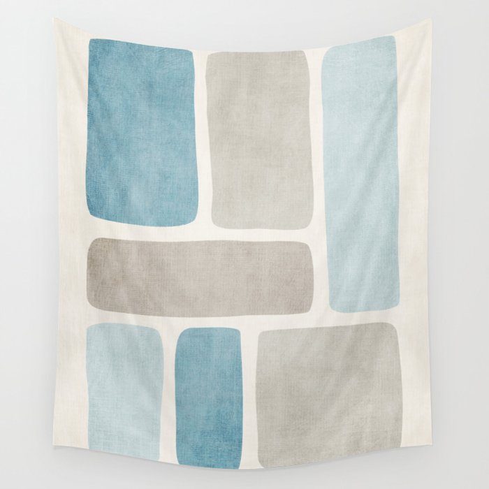 Minimalist Neutral Blue Beige Tones  Wall Tapestry Gallery Image 4