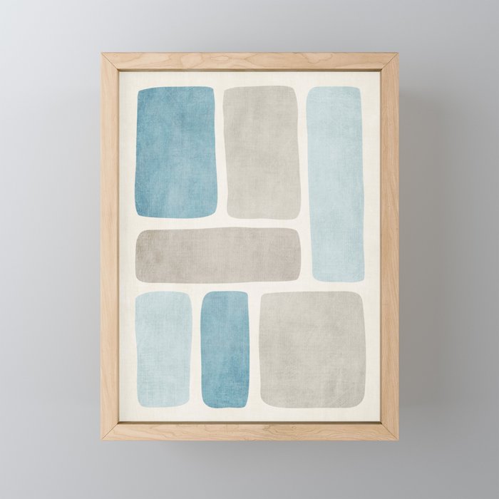 Minimalist Neutral Blue Beige Tones  Mini Art Print Gallery Image 1