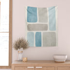Minimalist Neutral Blue Beige Tones  Wall Tapestry Gallery Image 2
