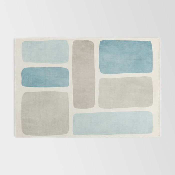 Minimalist Neutral Blue Beige Tones  Rug Gallery Image 2