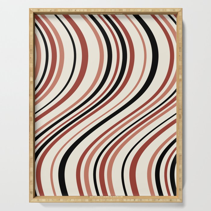 Wavy Stripes XI - Neutral Pink Serving Tray Gallery Image 1