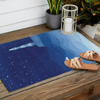 Lighthouse & the paper boat, blue ocean Outdoor Rug Gallery Image 2