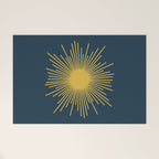 Sunburst - Minimalist Mid Century Modern Sun in Navy Blue and Light Mustard Yellow Welcome Mat Gallery Image 1