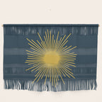 Sunburst - Minimalist Mid Century Modern Sun in Navy Blue and Light Mustard Yellow Wall Hanging Gallery Image 1