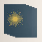 Sunburst - Minimalist Mid Century Modern Sun in Navy Blue and Light Mustard Yellow Wrapping Paper Gallery Image 3