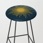 Sunburst - Minimalist Mid Century Modern Sun in Navy Blue and Light Mustard Yellow Stool Gallery Image 2
