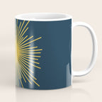 Sunburst - Minimalist Mid Century Modern Sun in Navy Blue and Light Mustard Yellow Coffee Mug Gallery Image 1