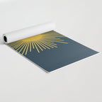 Sunburst - Minimalist Mid Century Modern Sun in Navy Blue and Light Mustard Yellow Yoga Mat Gallery Image 2