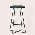 Sunburst - Minimalist Mid Century Modern Sun in Navy Blue and Light Mustard Yellow Stool Gallery Image 1