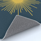 Sunburst - Minimalist Mid Century Modern Sun in Navy Blue and Light Mustard Yellow Rug Gallery Image 4
