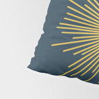 Sunburst - Minimalist Mid Century Modern Sun in Navy Blue and Light Mustard Yellow Pillow Sham Gallery Image 4