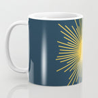 Sunburst - Minimalist Mid Century Modern Sun in Navy Blue and Light Mustard Yellow Coffee Mug Gallery Image 3
