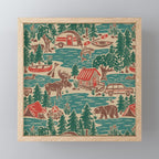 North Country Summer - vintage teal, green, brown, and red Mini Art Print Gallery Image 1