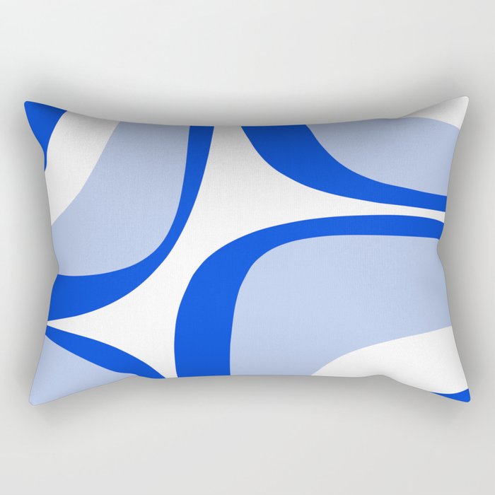 Blue Retro Groove Mid Century Modern Abstract Pattern Rectangular Pillow Gallery Image 2