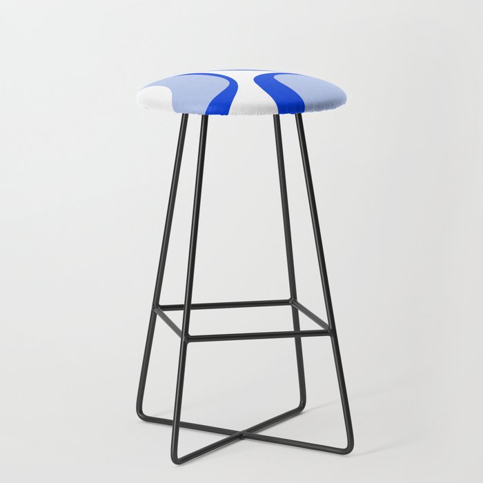 Blue Retro Groove Mid Century Modern Abstract Pattern Stool Gallery Image 1