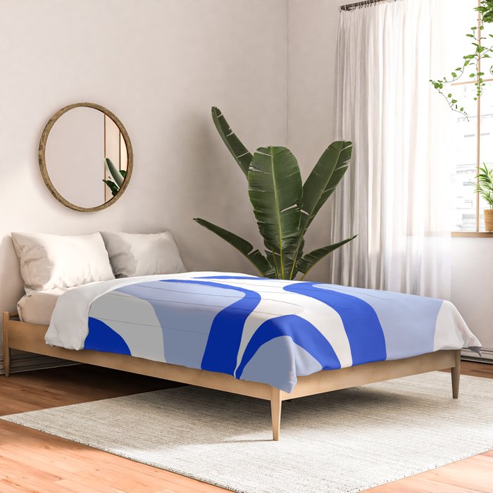 Blue Retro Groove Mid Century Modern Abstract Pattern Comforter Gallery Image 2