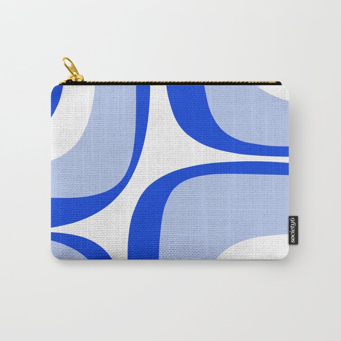 Blue Retro Groove Mid Century Modern Abstract Pattern Carry All Pouch Gallery Image 1