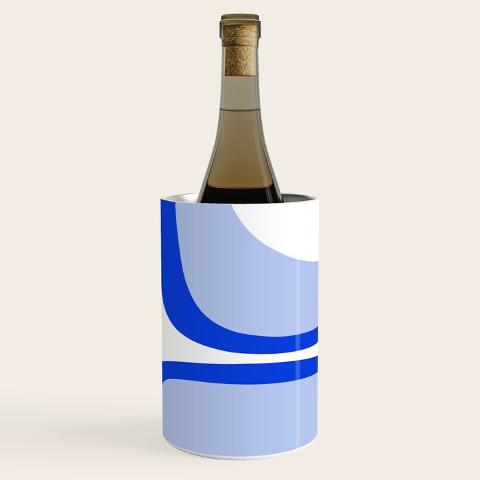 Blue Retro Groove Mid Century Modern Abstract Pattern Wine Chiller Gallery Image 3