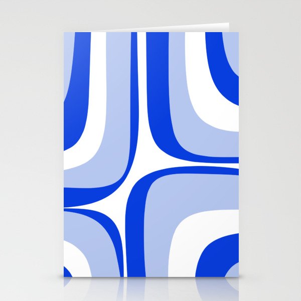 Blue Retro Groove Mid Century Modern Abstract Pattern Stationery Card Gallery Image 2