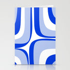Blue Retro Groove Mid Century Modern Abstract Pattern Stationery Card Gallery Image 2
