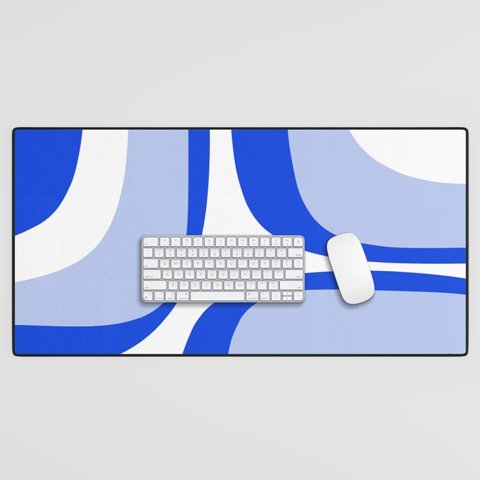 Blue Retro Groove Mid Century Modern Abstract Pattern Desk Mat Gallery Image 1