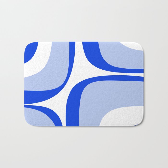 Blue Retro Groove Mid Century Modern Abstract Pattern Bath Mat Gallery Image 1