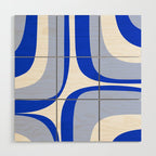 Blue Retro Groove Mid Century Modern Abstract Pattern Wood Wall Art Gallery Image 1