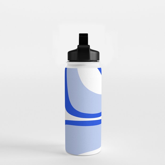 Blue Retro Groove Mid Century Modern Abstract Pattern Water Bottle Gallery Image 2