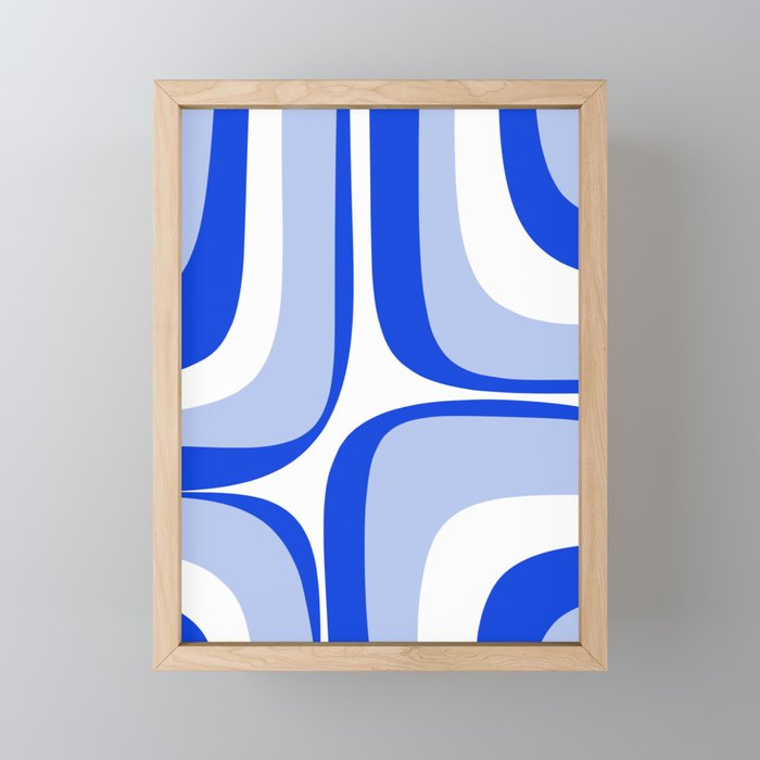 Blue Retro Groove Mid Century Modern Abstract Pattern Mini Art Print Gallery Image 1
