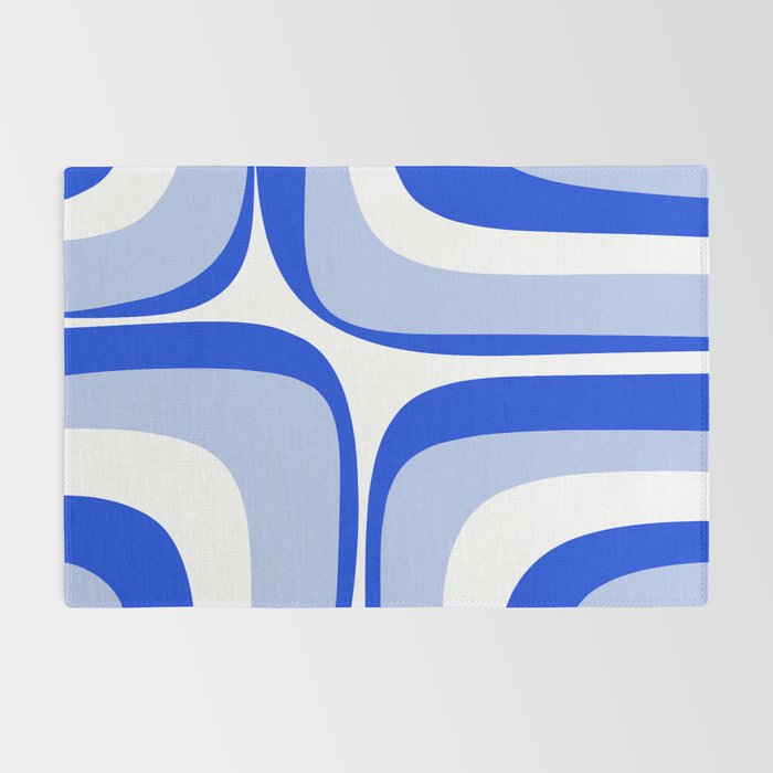 Blue Retro Groove Mid Century Modern Abstract Pattern Rug Gallery Image 2