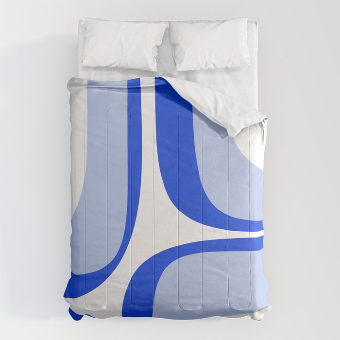 Blue Retro Groove Mid Century Modern Abstract Pattern Comforter Gallery Image 6