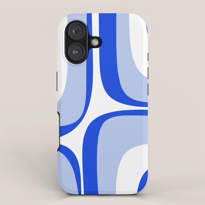 Blue Retro Groove Mid Century Modern Abstract Pattern iPhone Case Gallery Image 1