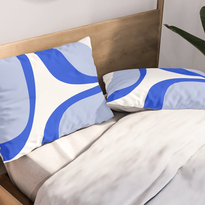 Blue Retro Groove Mid Century Modern Abstract Pattern Pillow Sham Gallery Image 2