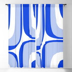 Blue Retro Groove Mid Century Modern Abstract Pattern Window Curtain Gallery Image 5
