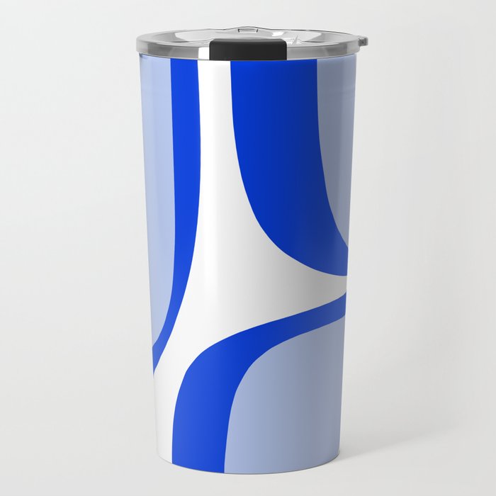 Blue Retro Groove Mid Century Modern Abstract Pattern Travel Mug Gallery Image 1